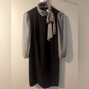 WOMEN'S CALVIN KLEIN DRESS, BLACK CREPE MATERIAL TIE AT NECK, SIZE 4